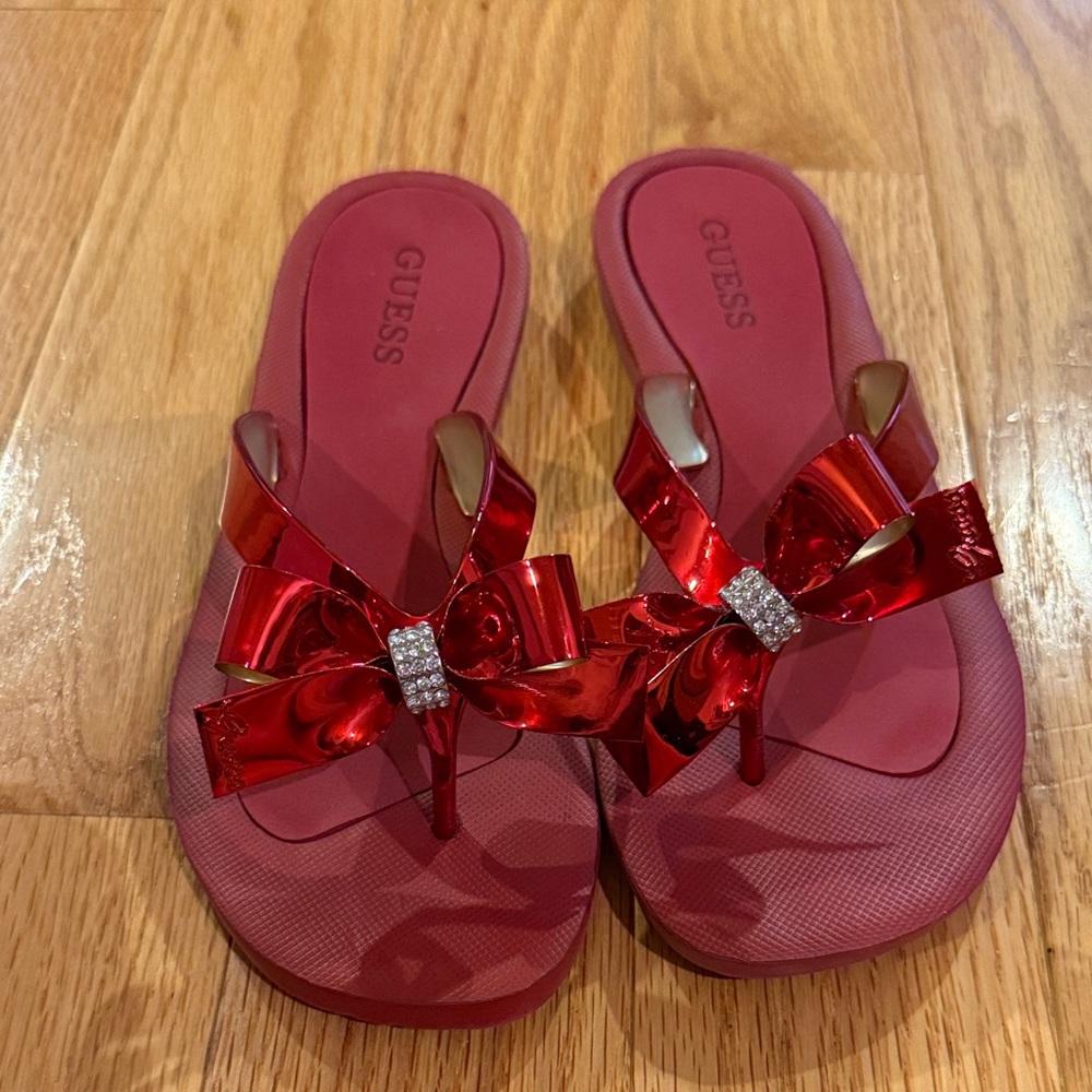 GUESS Red Women's Sandals with Bow Accent